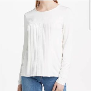 Boden Pleated Jersey long Sleeve, small, ivory